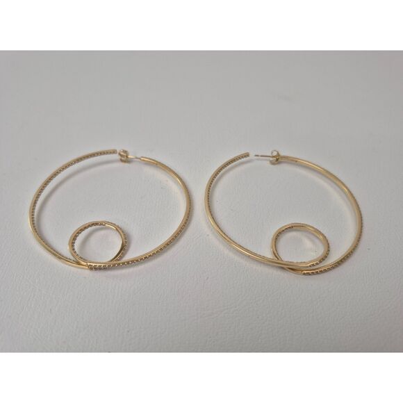 LANA Flawless Thin 14K Gold Hoop Earrings with Diamonds 55mm $5500+ - Picture 1 of 8